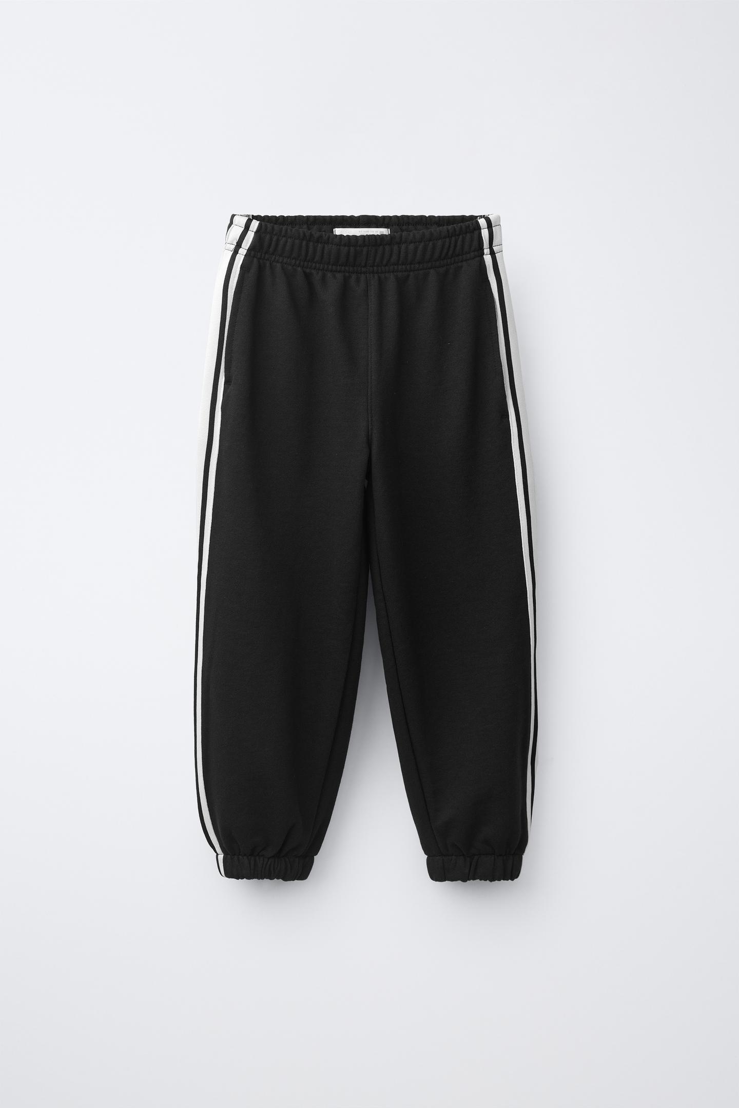 Детский комплект Zara Hoodie and Side-Stripe Pants Set, цвет: Чёрный — фото 4