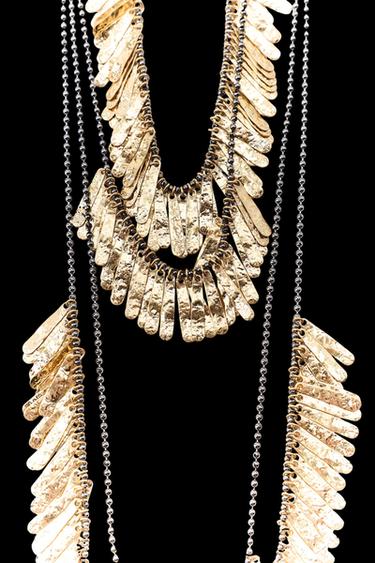 Zara 4-PACK OF METAL PLATE NECKLACES - Gold / Silver