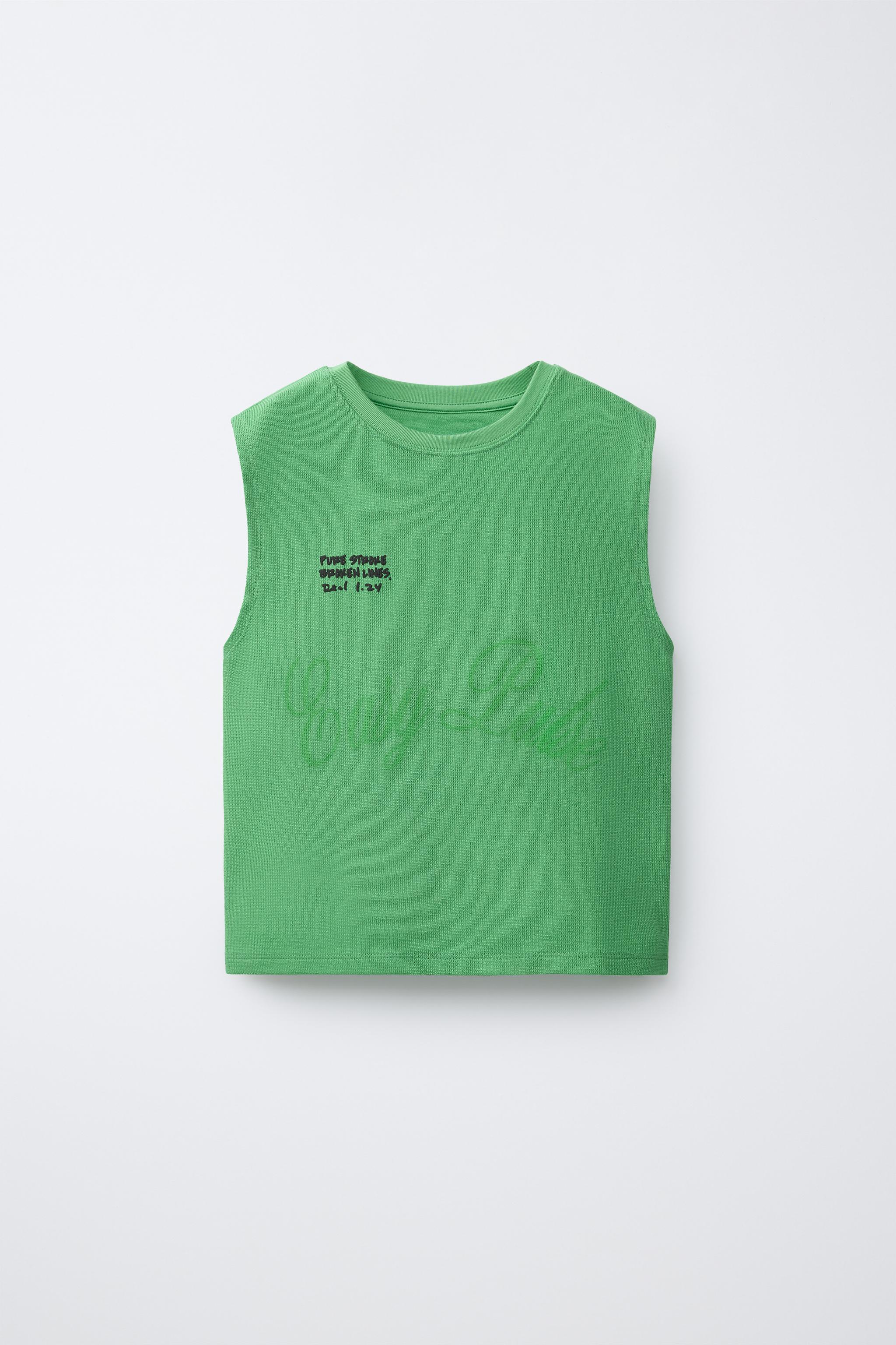 Детские футболки Zara RAISED TEXT SLEEVELESS T-SHIRT — фото 2