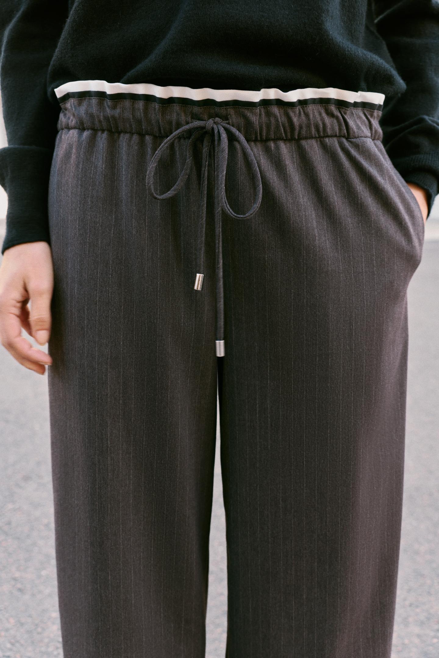 Женские брюки Zara Double Waist Wide-Leg, цвет: Серо-коричневый серый — фото 3