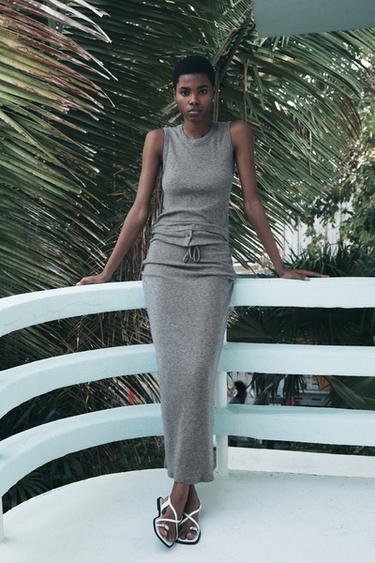 JUPE LONGUE 100 % LAINE - Gris chiné de Zara