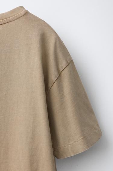 T-SHIRT BASIQUE EFFET DÉLAVÉ - Beige clair de Zara - Image 3