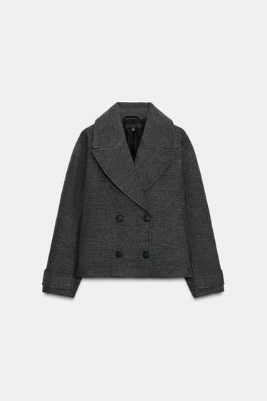MANTEAU COURT CROISÉ SOFT - Gris de Zara - Image 6