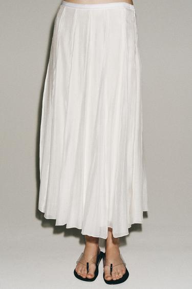 JUPE FLUIDE BIMATIÈRE ZW COLLECTION - Blanc cassé de Zara