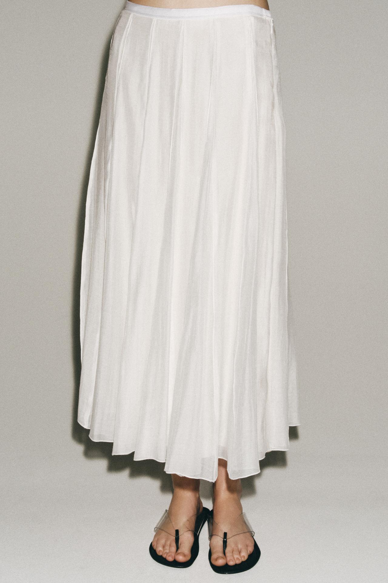 ZW COLLECTION FLOWY COMBINED SKIRT — Oyster-white