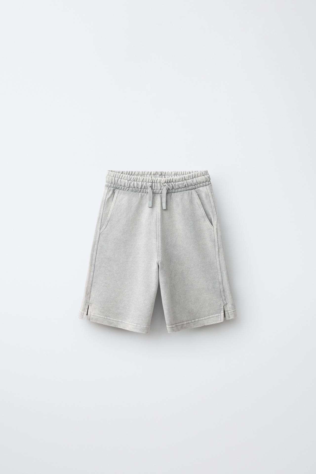 FADE OUT FLEECE BERMUDA SHORTS — Light gray