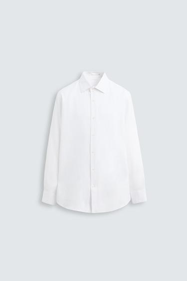 Zara 100% LINEN SHIRT - Oyster-white