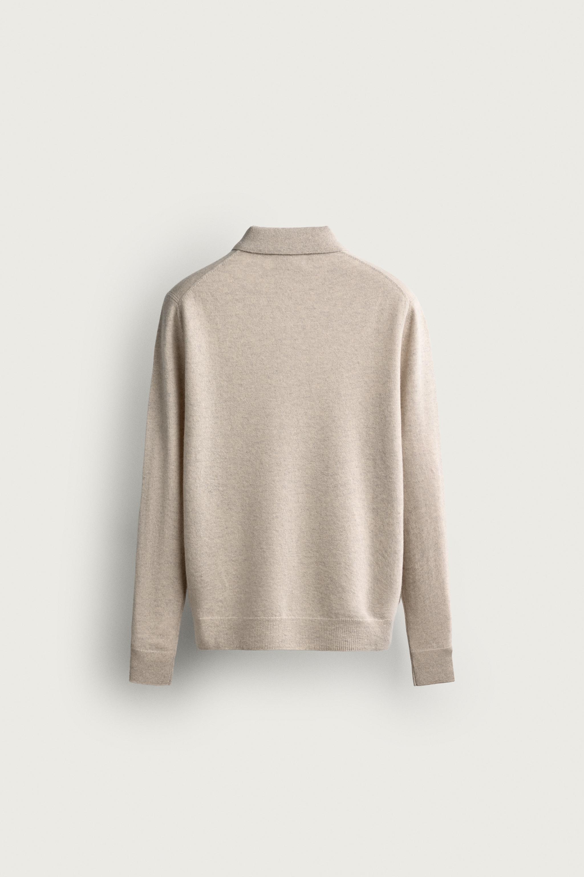 RELAXED FIT WOOL KNIT POLO SHIRT — Ecru