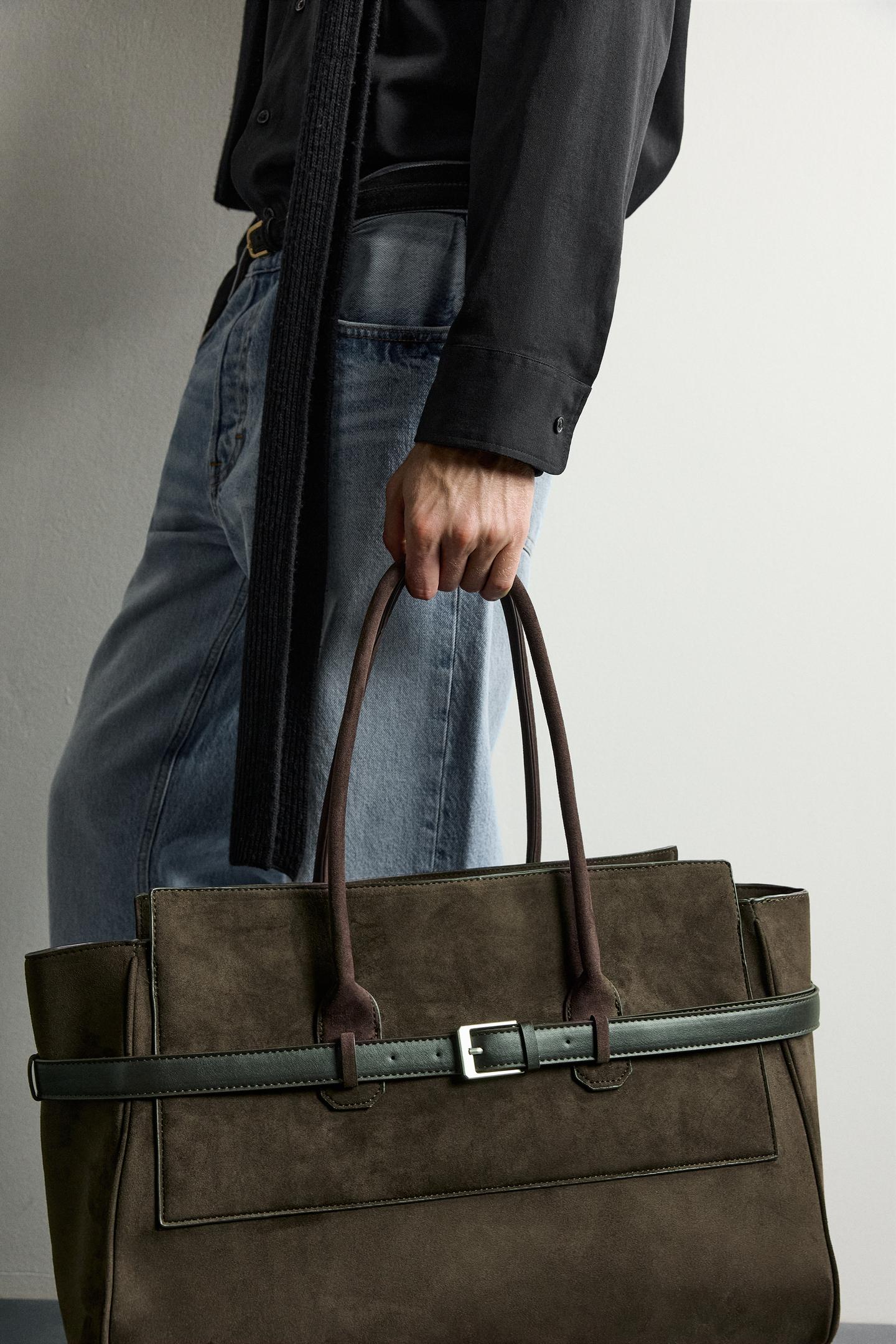 Мужская сумка Zara Belted Handbag, цвет: Коричневый — фото 1