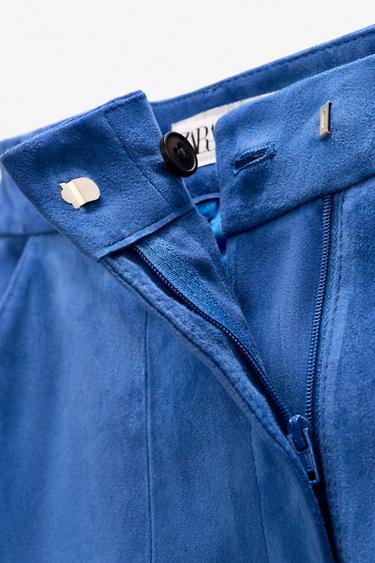 LIMITED EDITION BAGGY SUEDE LEATHER TROUSERS - Electric blue by Zara - Image 5