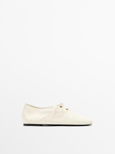 Zara Soft leather lace-up shoes - White - Image 0