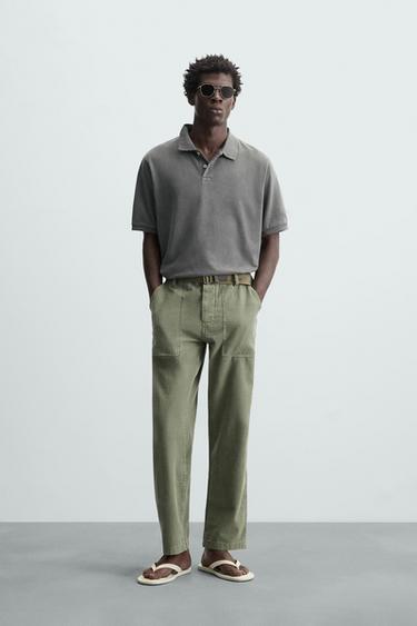 WASHED PIQUÉ POLO SHIRT - Anthracite grey by Zara - Image 0