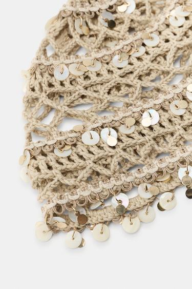 CASQUETTE EN CROCHET AVEC COQUILLAGES - Écru de Zara - Image 3