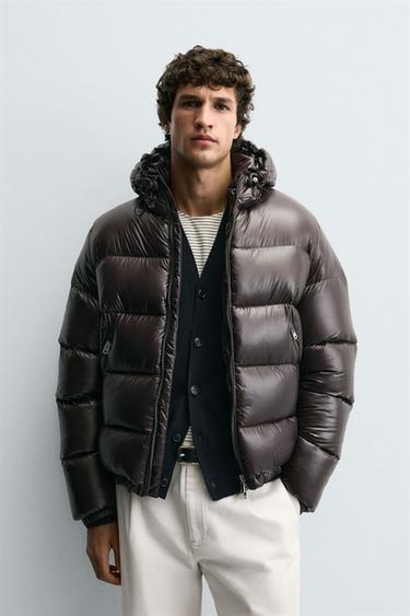 100% FEATHER WATER-REPELLENT DOWN JACKET - Brown by Zara