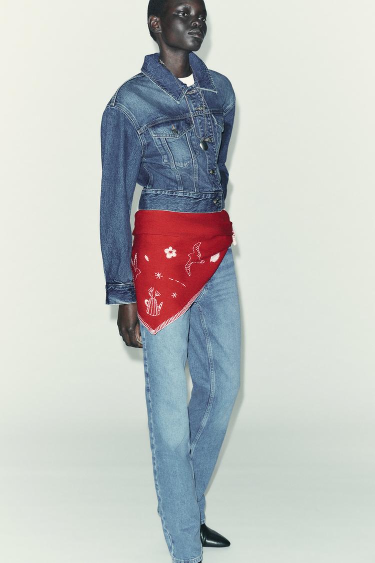 EMBROIDERED KNIT MAXI BANDANA