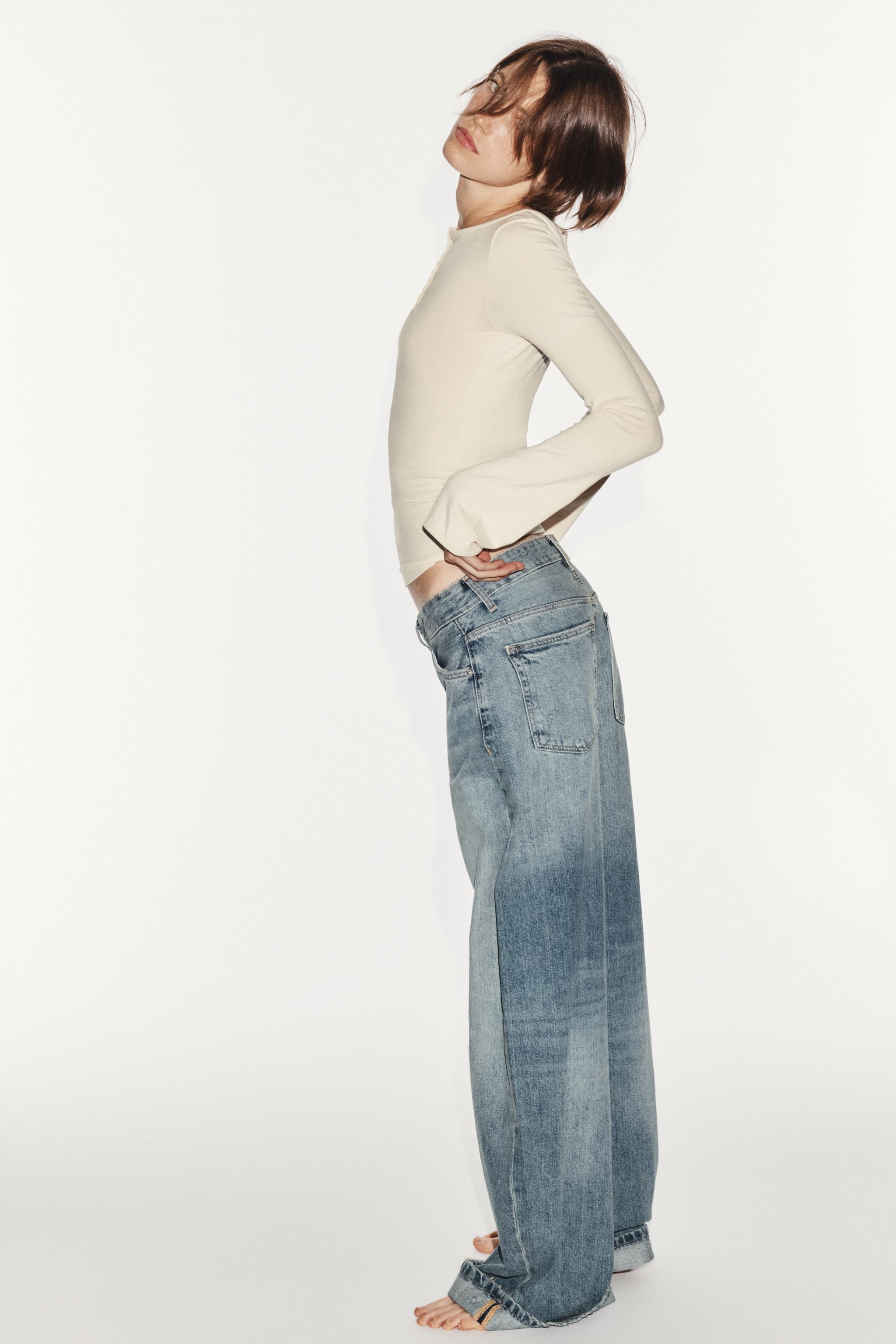 TRF MID-RISE BAGGY FOLDED JEANS