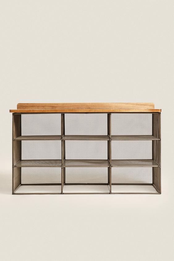 METAL AND WOOD BENCH