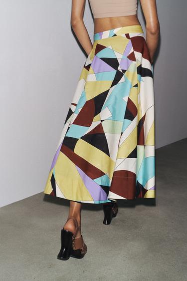 ZW COLLECTION PRINTED MIDI SKIRT - Multicoloured by Zara