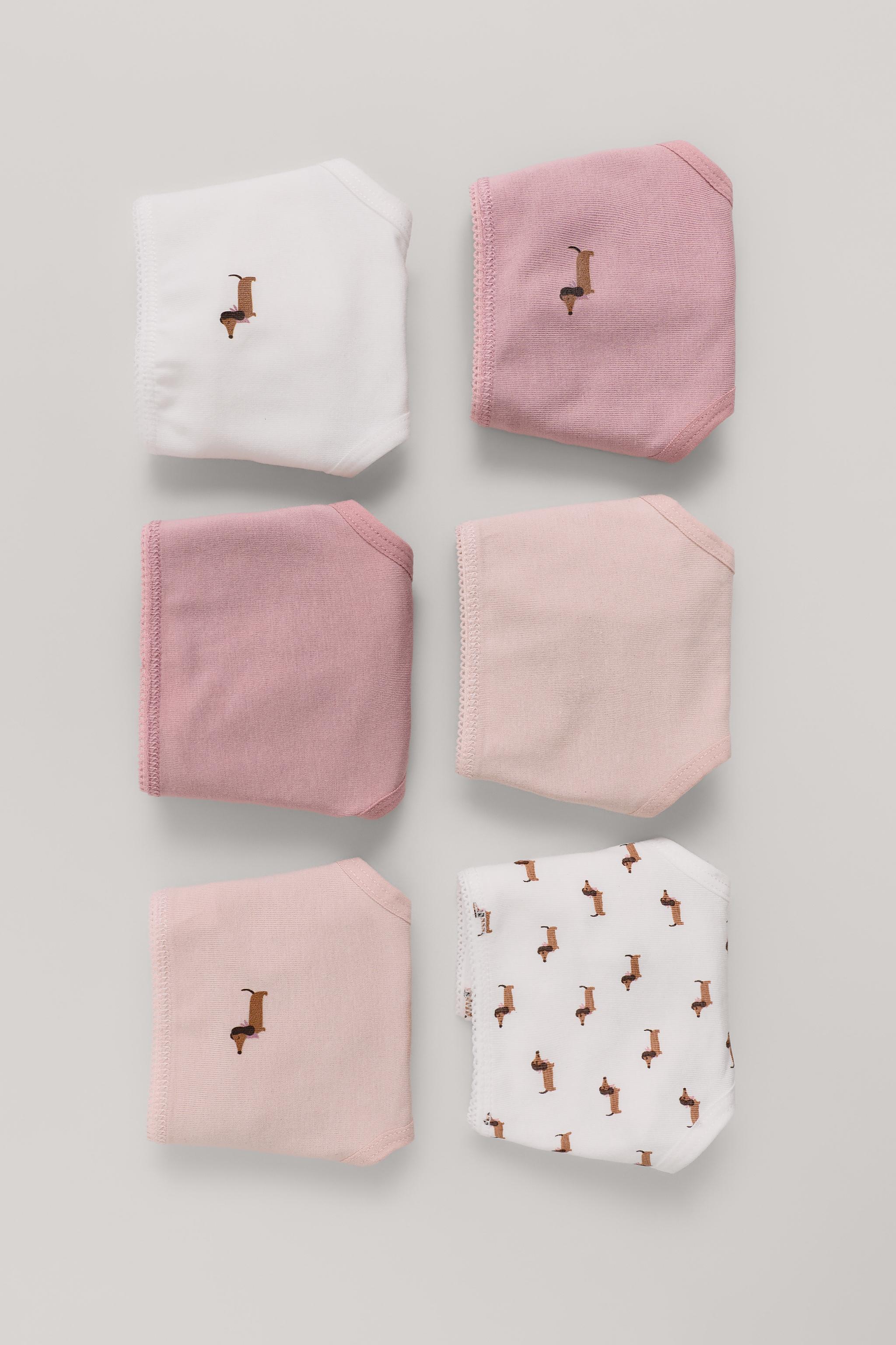 1-6 YEARS / PACK OF SIX PUPPY PRINT PANTIES — Pink