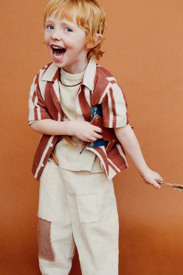 RUSTIC BAGGY TROUSERS WITH PATCHES - Ecru by Zara