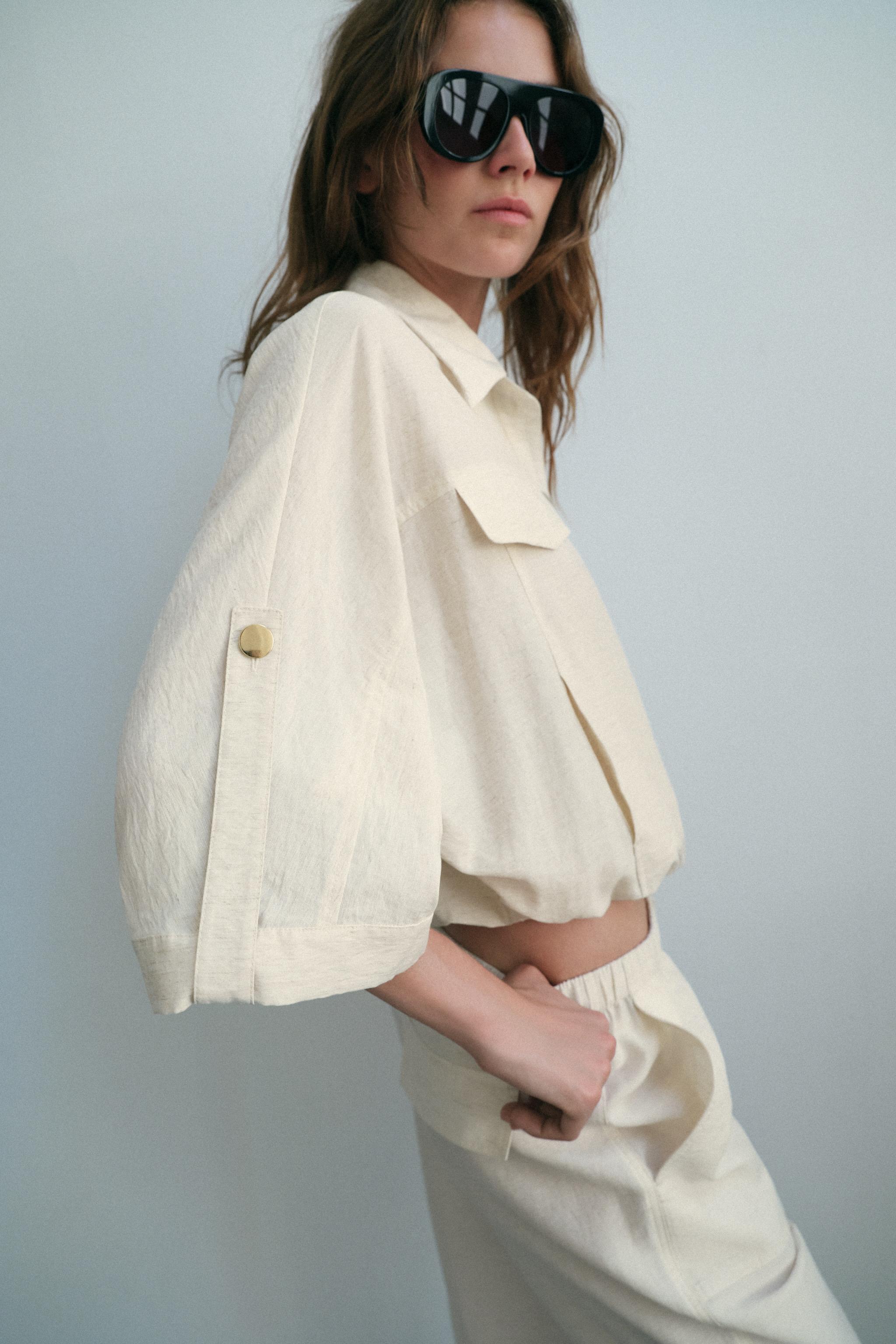 ROLL-UP SLEEVE SAFARI BLOUSE