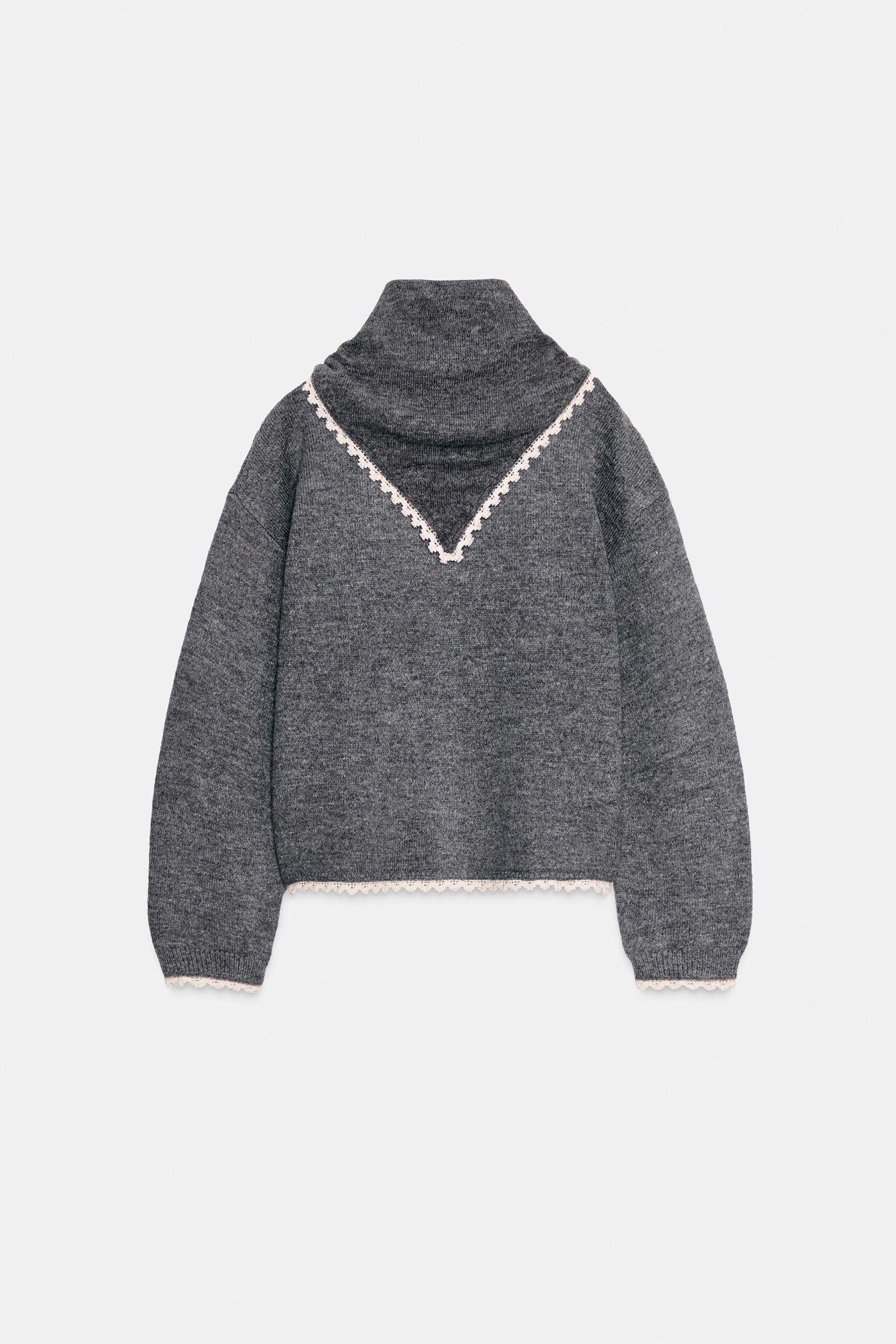 BANDANA LACE CARDIGAN - Gray marl | ZARA United States