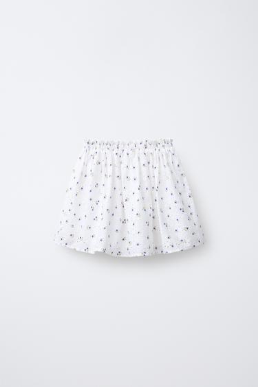 FLORAL EMBROIDERED BERMUDA SKORT - White by Zara - Image 1