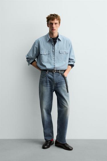 Zara RELAXED STRAIGHT FIT JEANS AARON LEVINE X ZARA - Mid-blue