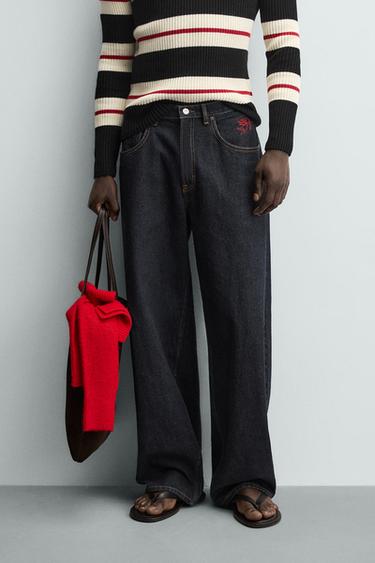 JEANS BALLOON FIT BORDADO CUPIDO - Azul de Zara