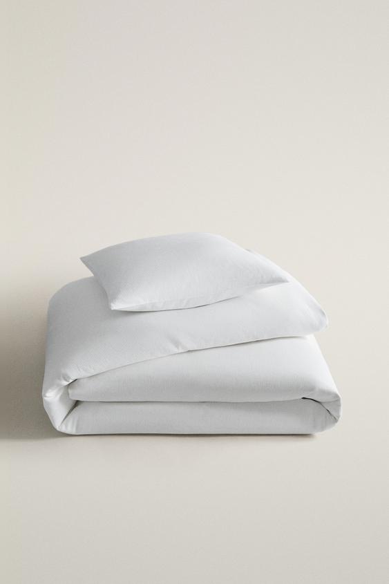 Zara STRIPED BEDSPREAD - White - Image 0