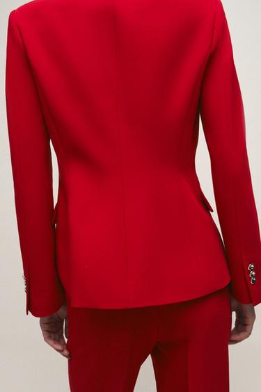 FITTED BLAZER WITH SHOULDER PADS - Red by Zara - Image 4