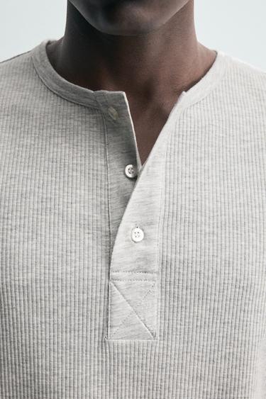 BUTTON-NECK T-SHIRT - Light grey by Zara - Image 4