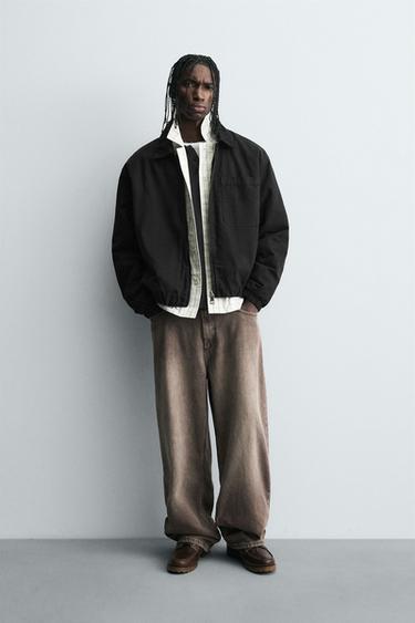 RELAXED FIT ZIP-UP JACKET - Black by Zara