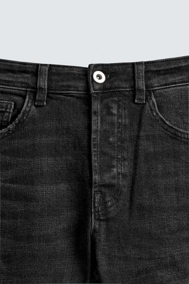 Zara RIPPED SKINNY FIT JEANS - Charcoal