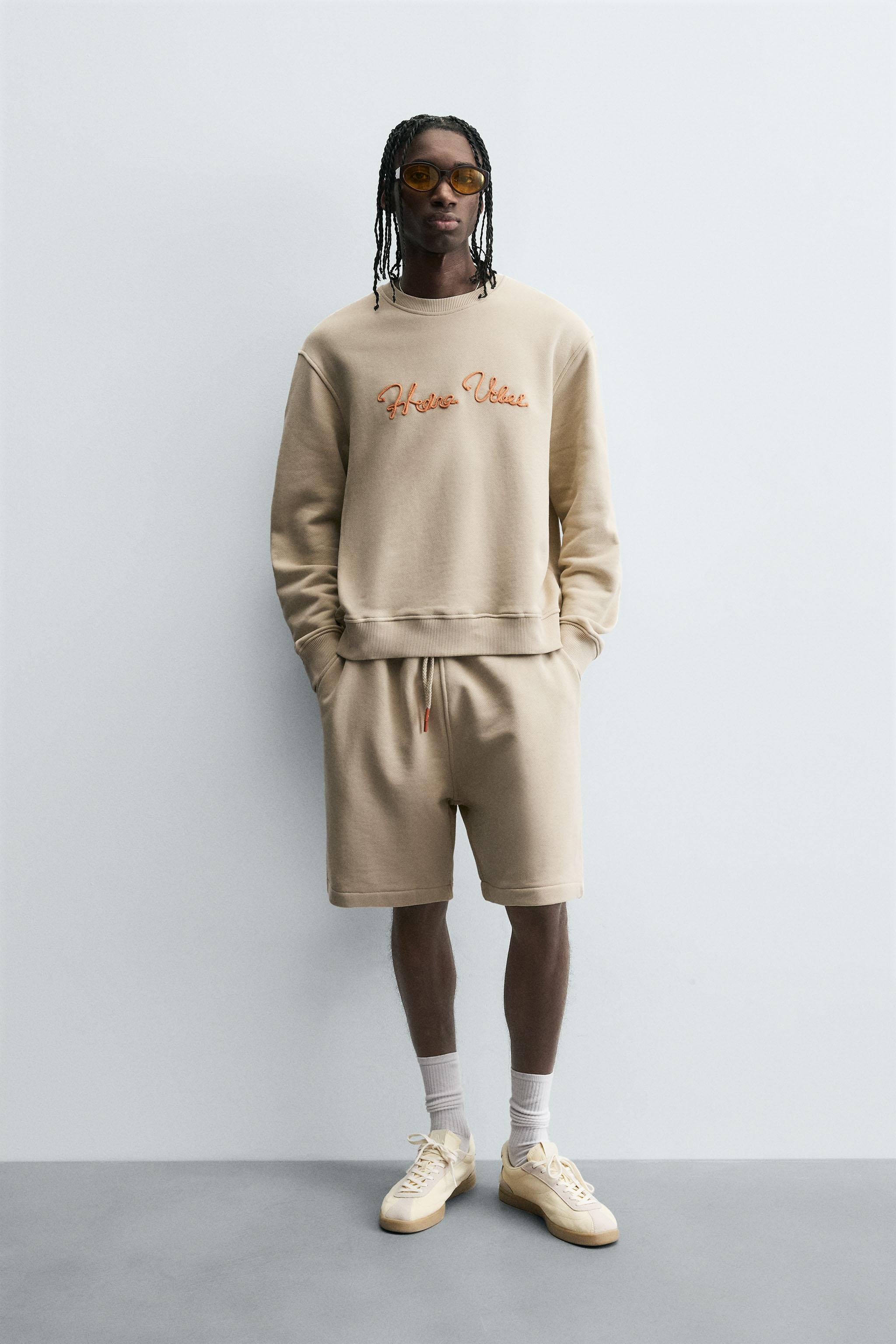 RELAXED FIT SWEATSHIRT WITH RAISED DETAIL - Ecru | ZARA South Africa