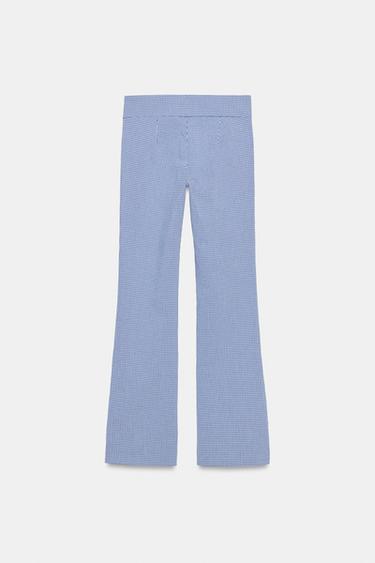 FLARE GINGHAM TROUSERS - Navy / White by Zara - Image 6