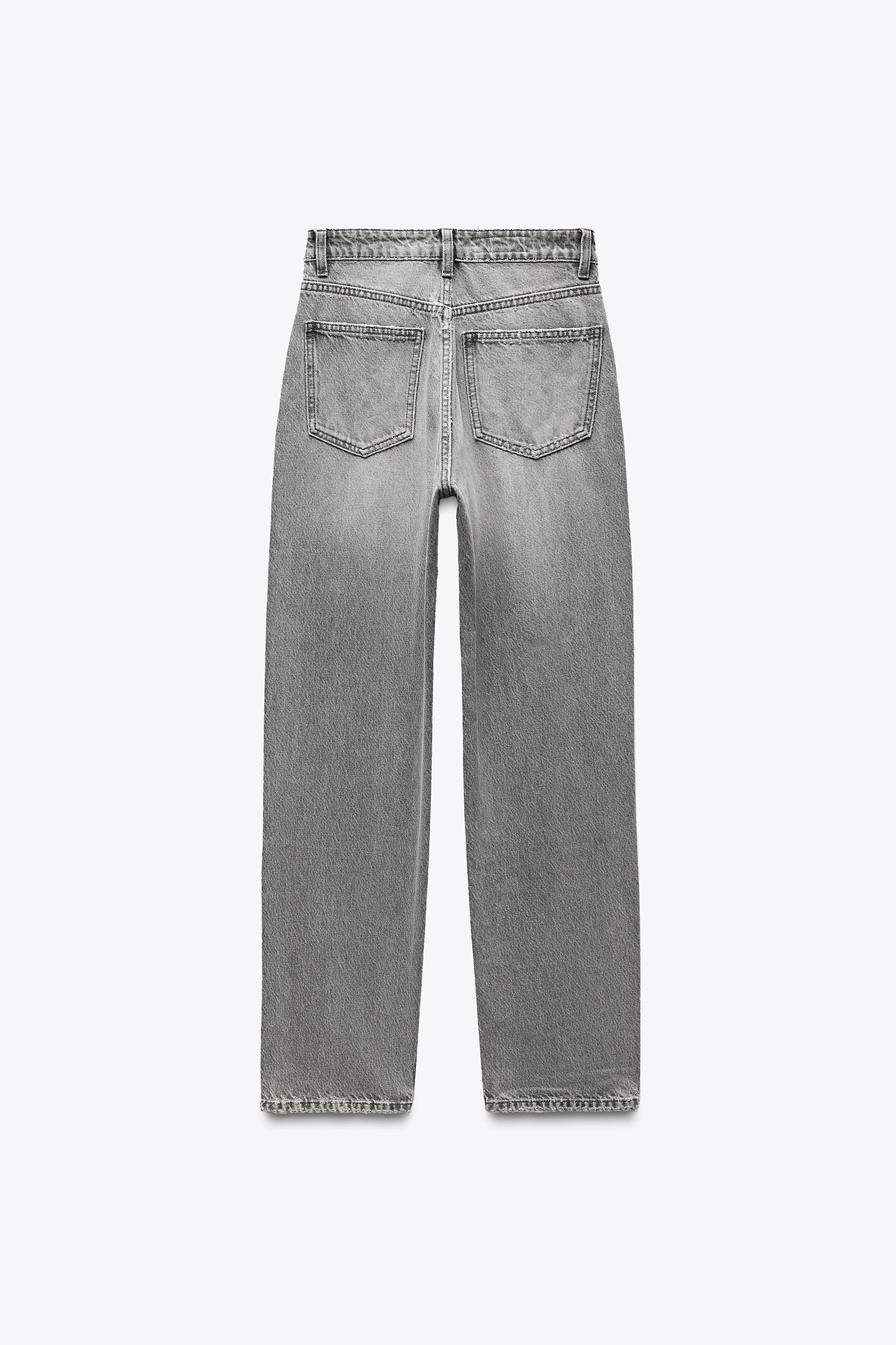 Zara Usado Short Jeans Zara Feminino Straight Leg Calças Mom Fit