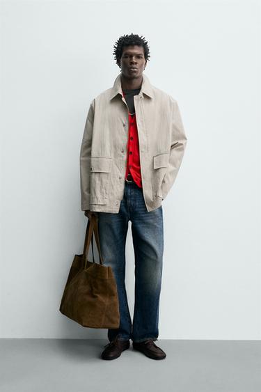 Zara REGULAR FIT POCKET JACKET - Beige - Image 0