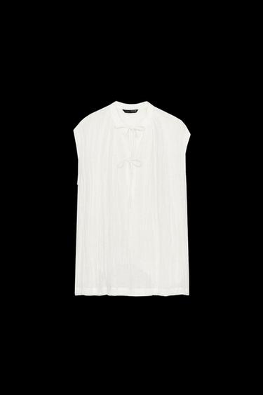 BLUSA LINO LAZADAS ZW COLLECTION - Blanco roto de Zara