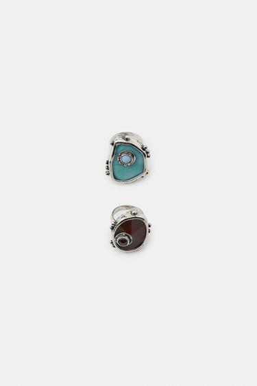 2-PACK METAL RINGS WITH WESTERN DETAIL — Silver 2