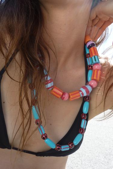 PACK OF 2 STRIPED BEAD NECKLACES - Multicoloured by Zara - Image 3