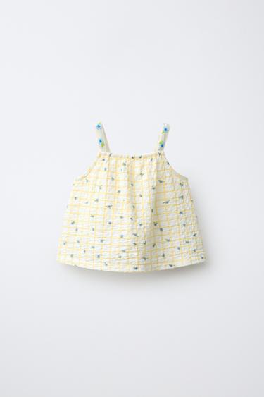 CHECK AND FLORAL PRINT TOP - Printed by Zara - Image 0