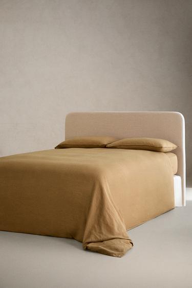 FADED LINEN FITTED SHEET (140 G/M²) — Caramel 2