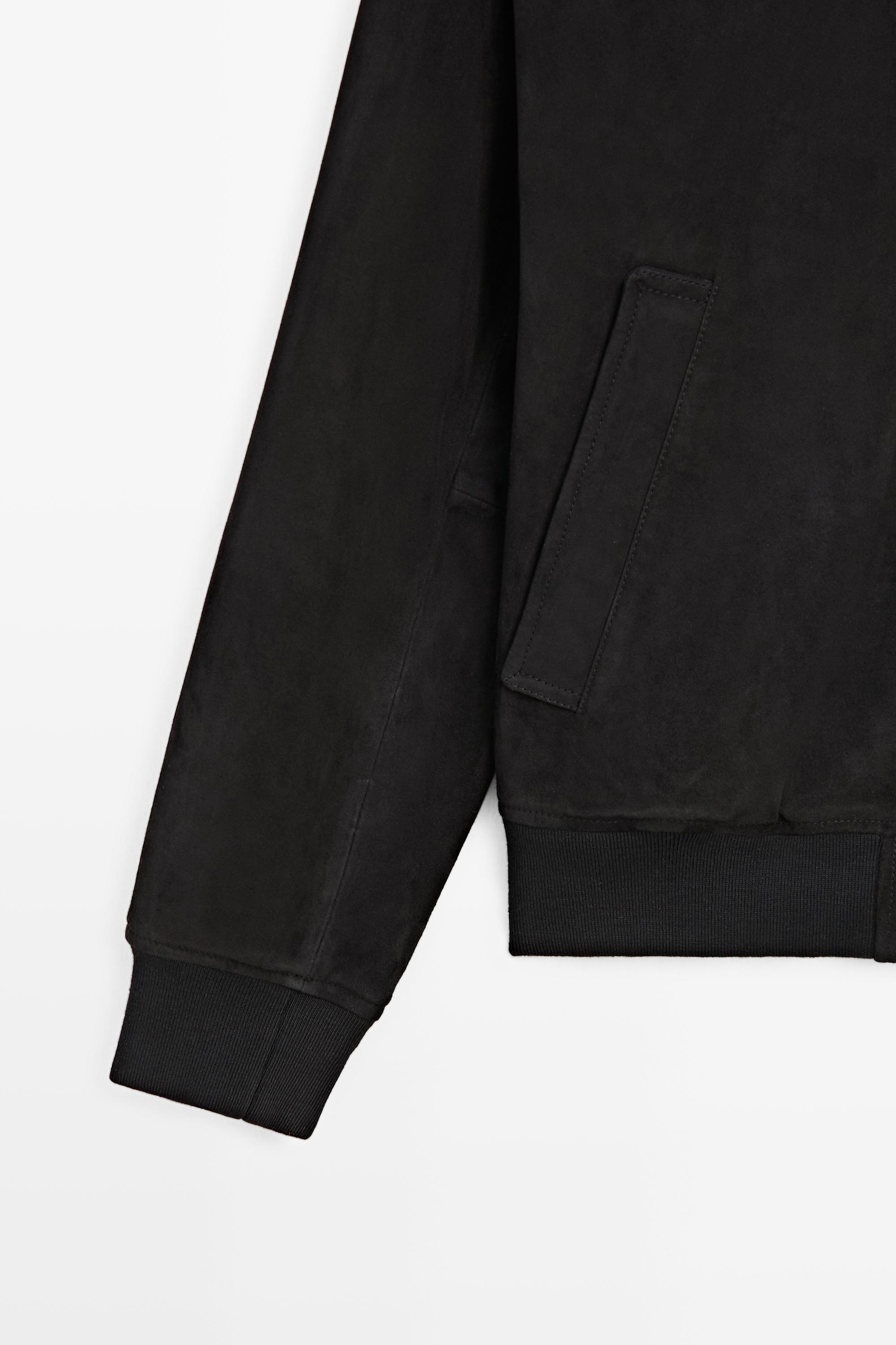 Blouson bomber en cuir effet daim