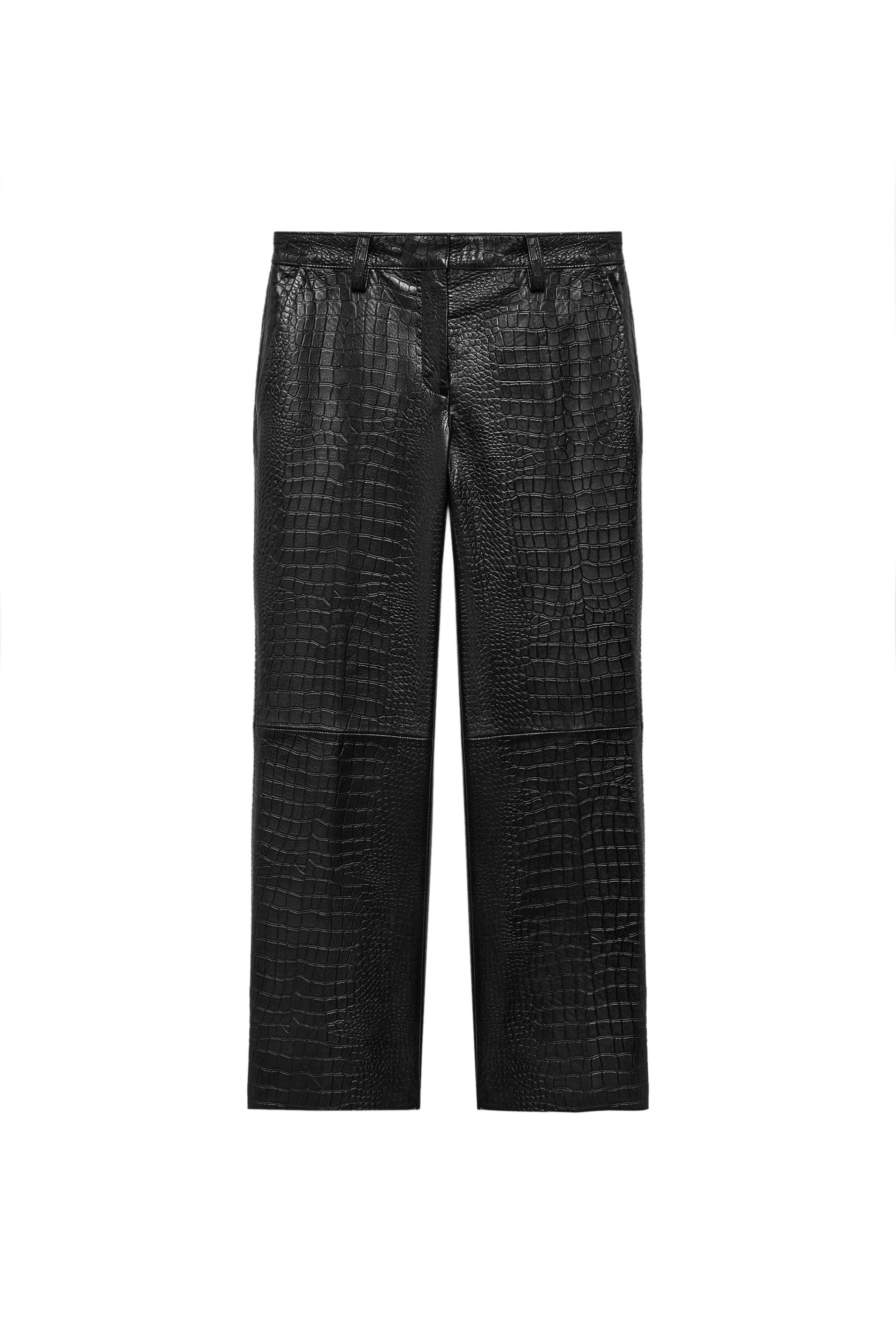 ZW COLLECTION LIMITED EDITION CROCODILE LEATHER TROUSERS - Black