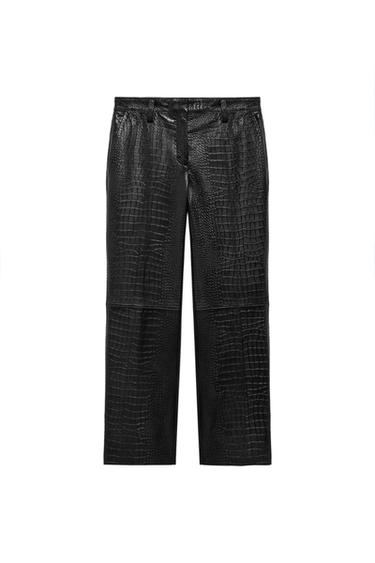 ZW COLLECTION LIMITED EDITION CROC LEATHER TROUSERS - Black by Zara