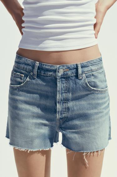 SHORTS DENIM TRF CROPPED BAGGY TIRO BAJO - Azul de Zara