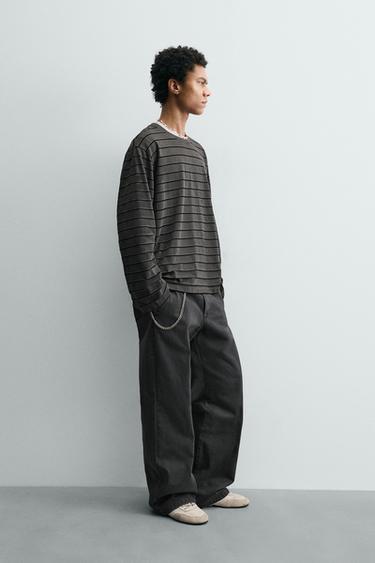 T-SHIRT JACQUARD À RAYURES - Gris de Zara - Image 3