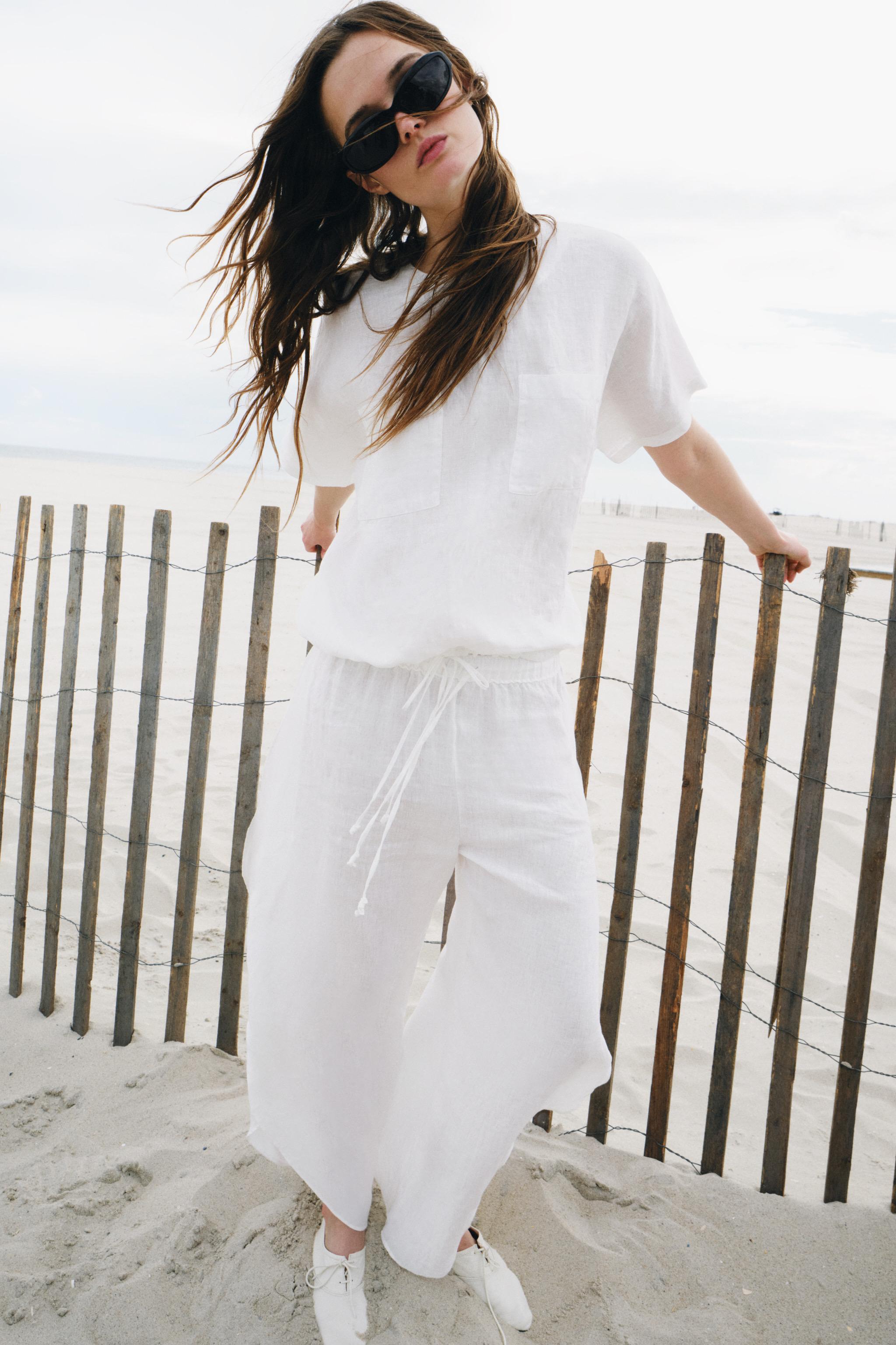 100% LINEN LACED TOP ZW COLLECTION - Black | ZARA United States
