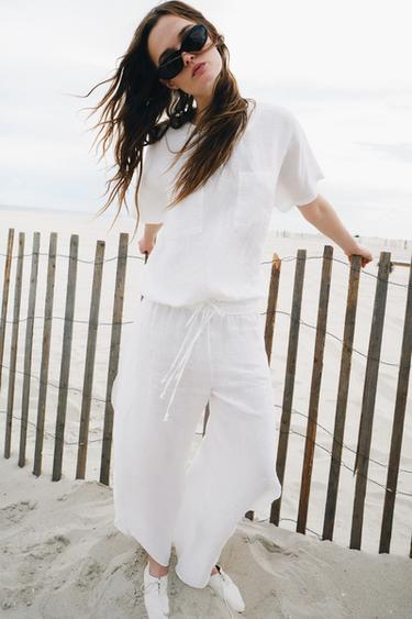 PANTALON 100% LIN OUVERTURES ZW COLLECTION - Blanc de Zara - Image 2